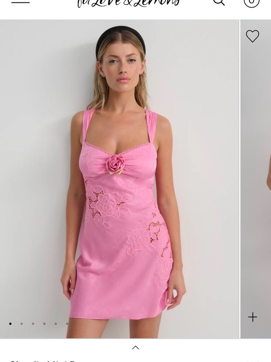 For Love And Lemons Dresses & Skirts - For Love & Lemons Pink Floral Lace Chemise with Rosette